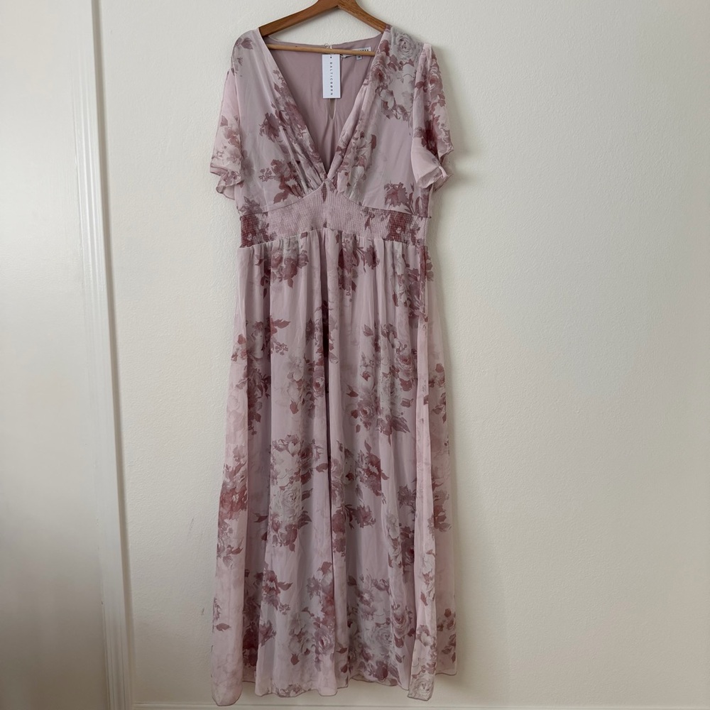 Baltic Born NWT Alexandria Smocked Maxi Dress Blush Floral Pink Plus Size 1X - Picture 2 of 12